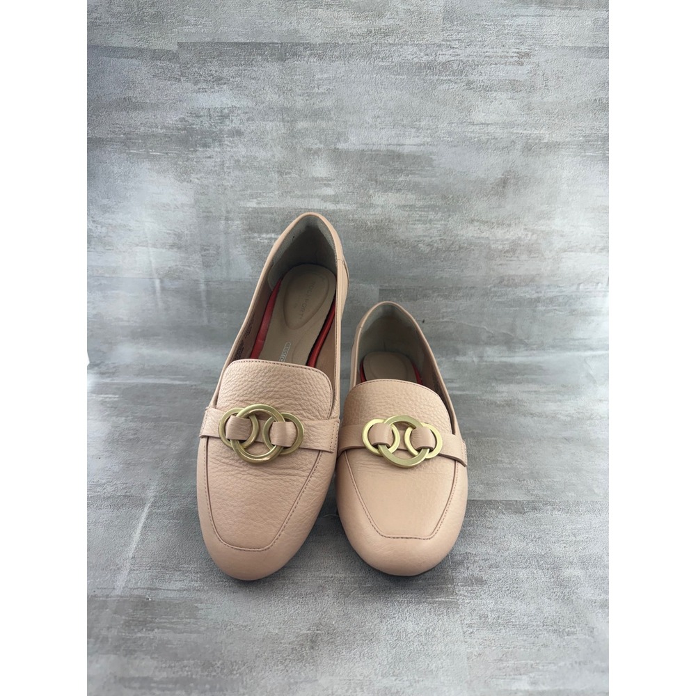 Rockport Total Motion Adelyn Blush Leather Loafers Gold Hardware Women Size 6.5